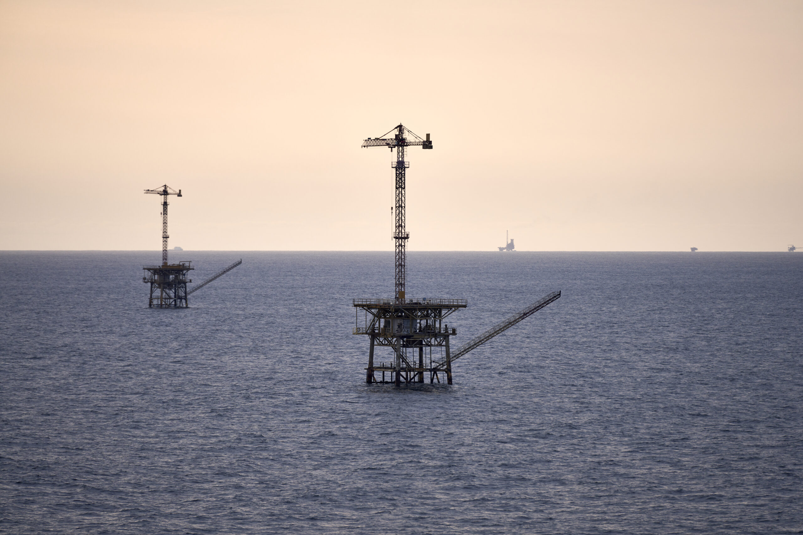 Two platforms in the middle of the sea offshore Congo