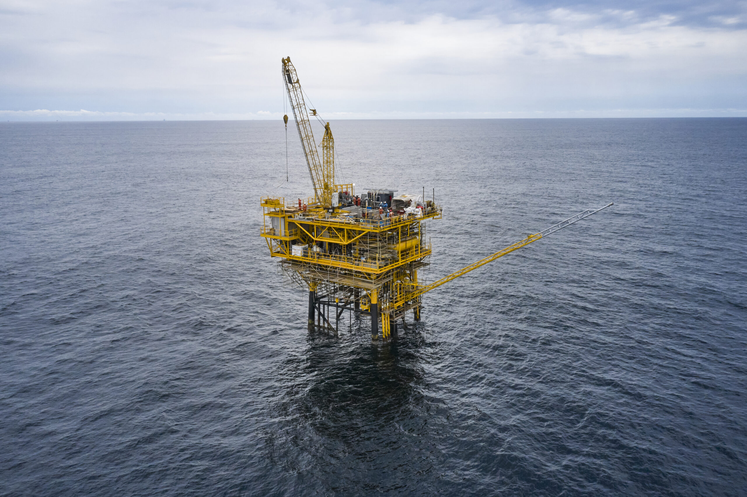 Platform with a crane afloating offshore Congo