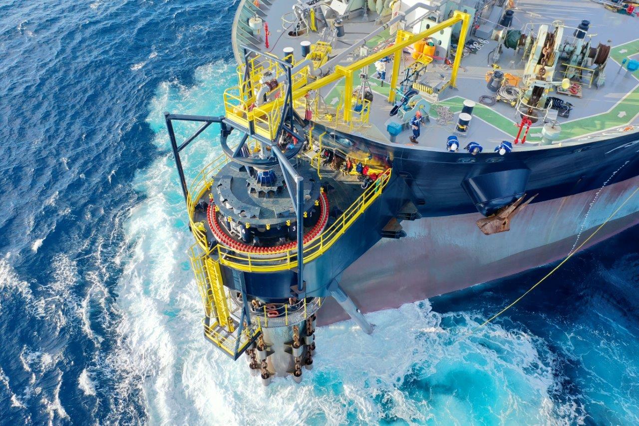 Close up on boat machinary on the sea