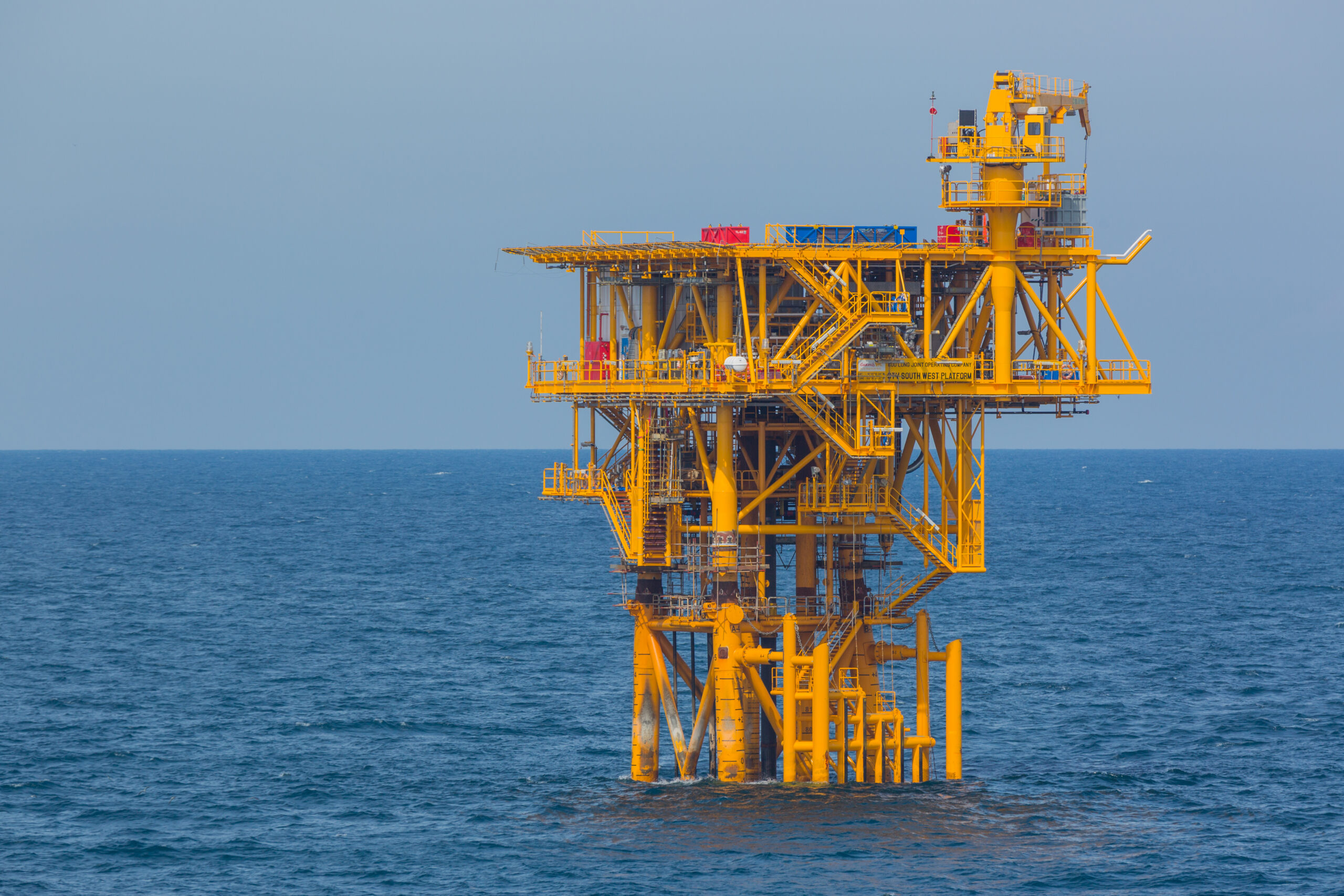 Double stage platform with craves on the water offshore Vietnam 