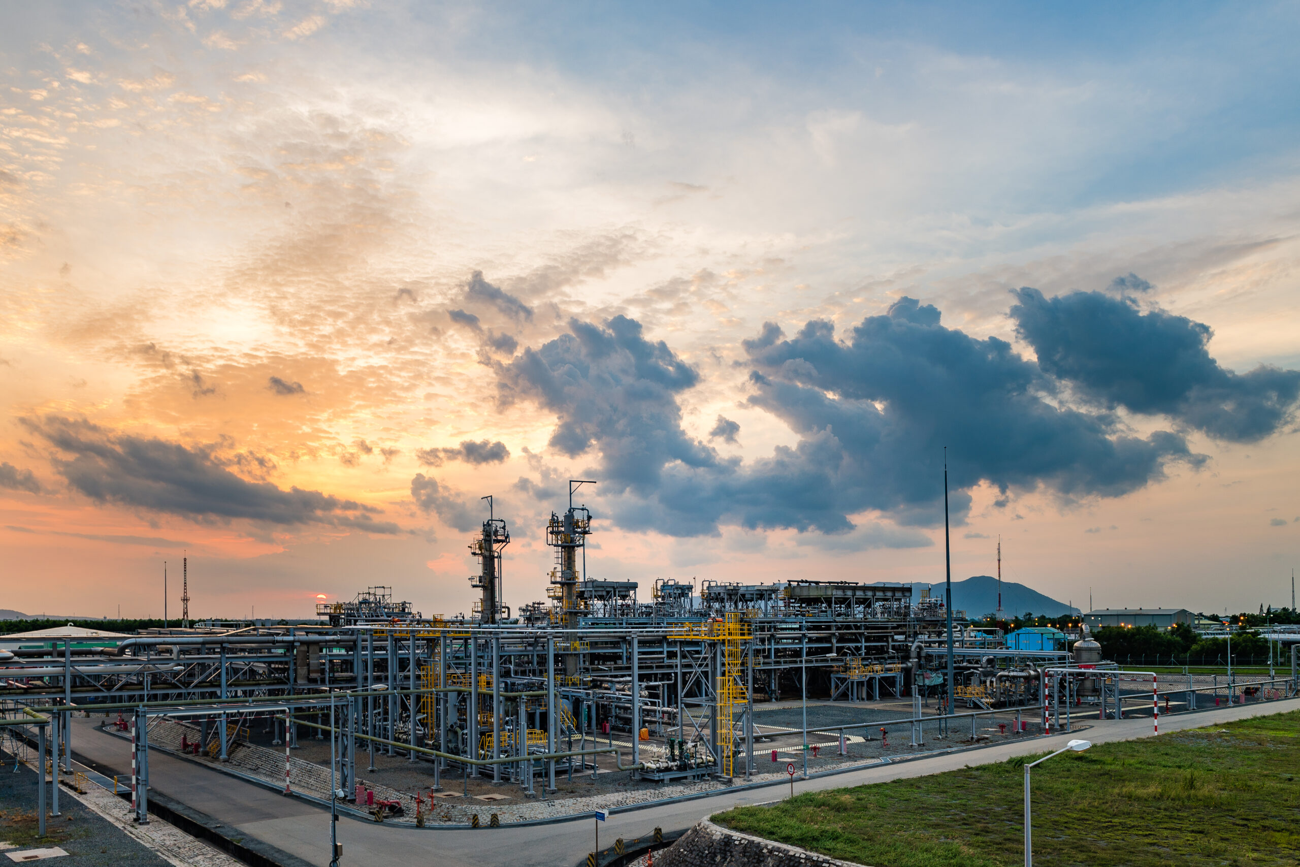 Station during sunset onshore Vietnam 