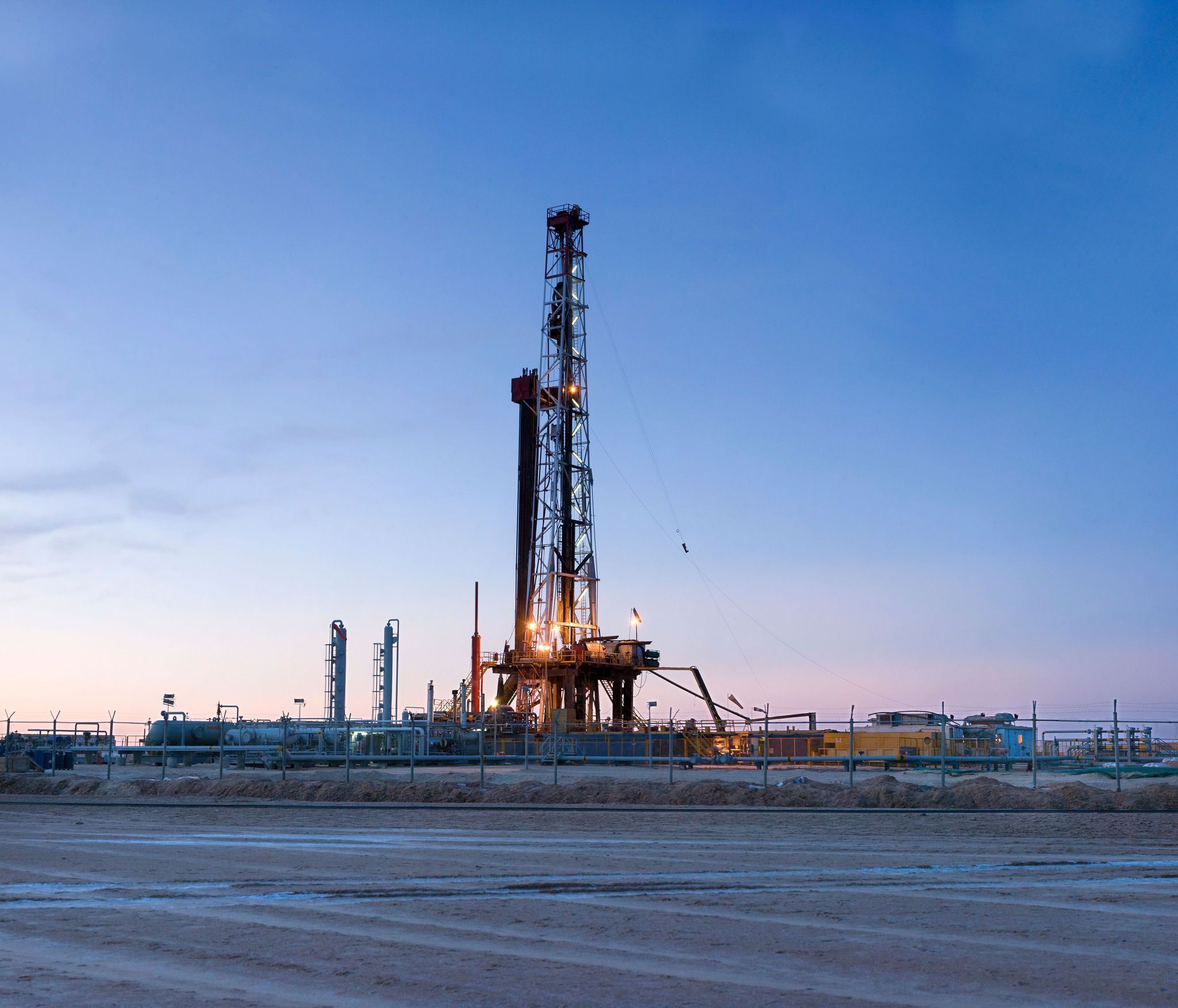 Drilling station during sunset onshore Tunisia
